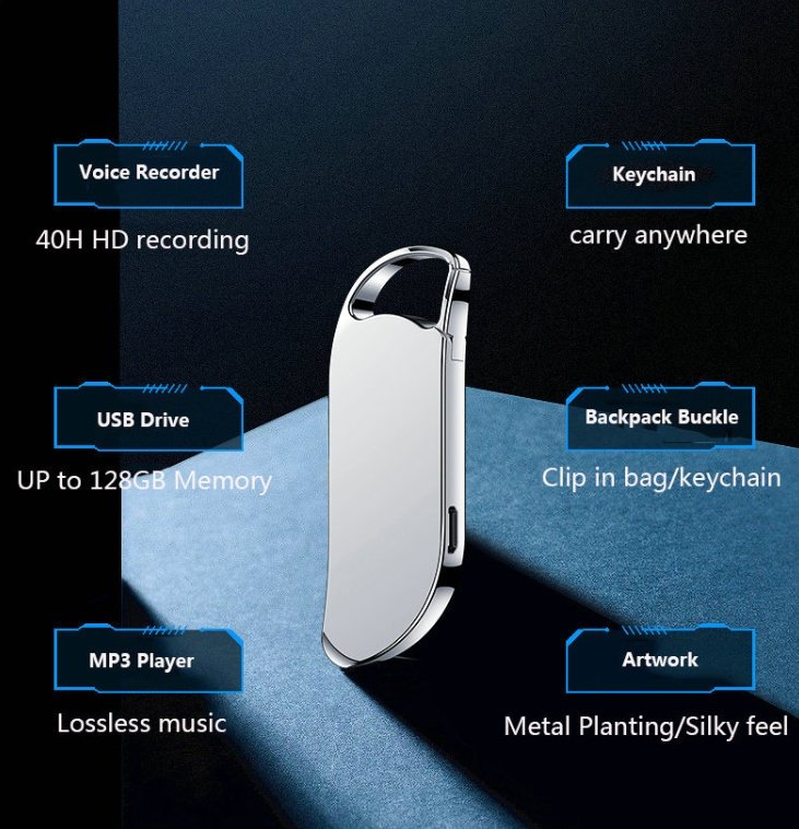 Keychain Digital Voice Recorder Voice Activated Recording - Image 4
