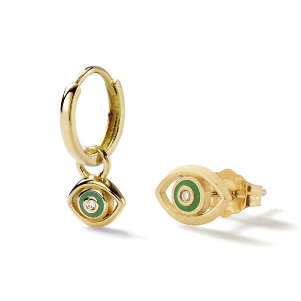 Diamond Devil's Eye Stud Earrings - Image 5