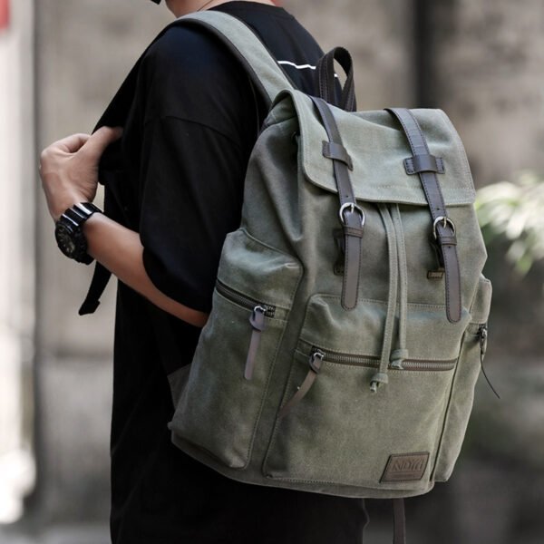 Canvas Backpack Men's Fashion Trend Casual Travel Bag - Image 4