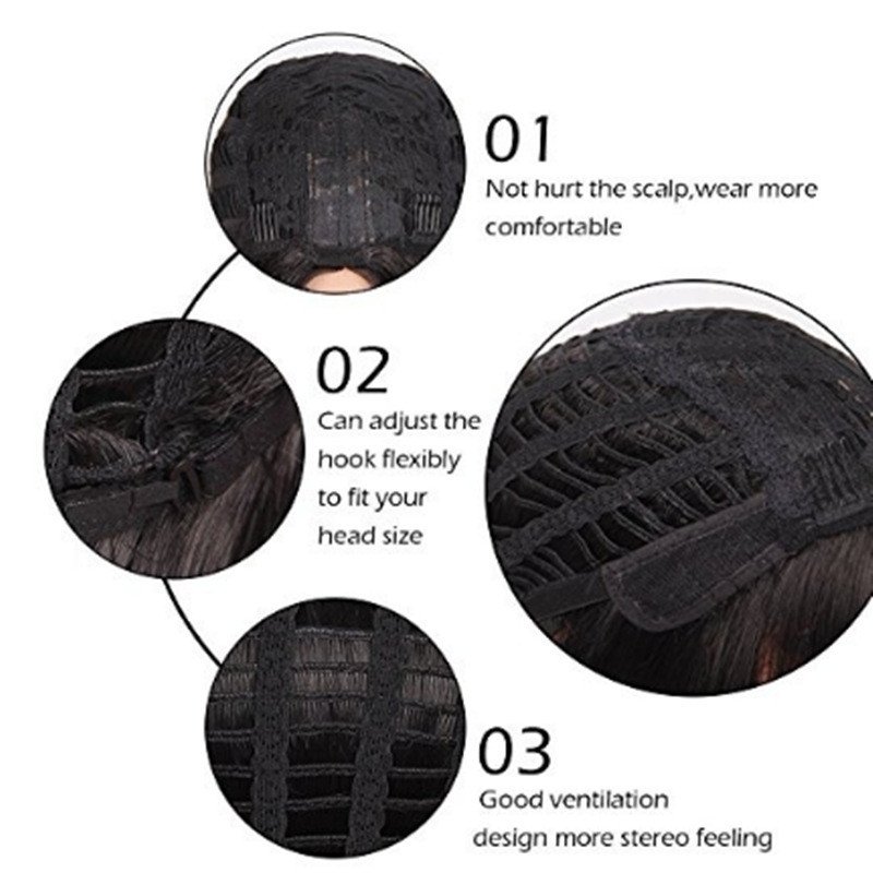 Women's Short Straight Hair, Black Gradient Burgundy Bobo Short Hair - Image 3