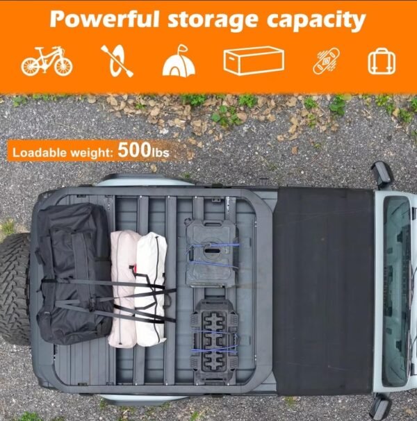 Multi-purpose JL Roof Platform Compatible With Wrangler JL Heavy Duty Steel Hard Top Cargo Basket Luggage Carrier - Image 4