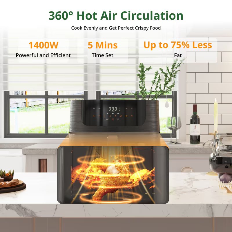 8.5 QT Air Fryer - Large Capacity For Family Gatherings, 8-in-1 Multifunctional Cooker With Touchscreen Control, Easy To Clean & Ideal For Beginners, Health Enthusiasts, Busy Professionals - Image 4