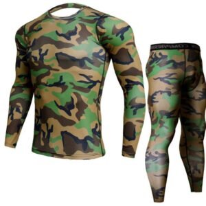 Mens Camouflage Pants & T Shirt Sets Fashion Crossfit T-shirt Compression Brand Clothing Joggers Men Casual Leggings