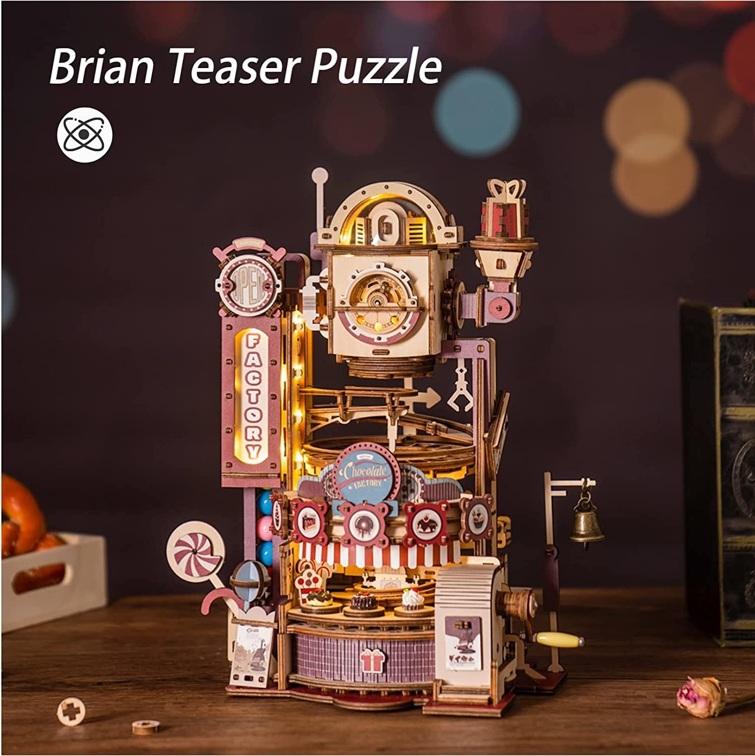 Robotime ROKR Marble Chocolate Factory 3D Wooden Puzzle Games Assembly Model Building Toys For Children Kids Birthday Gift - Image 10