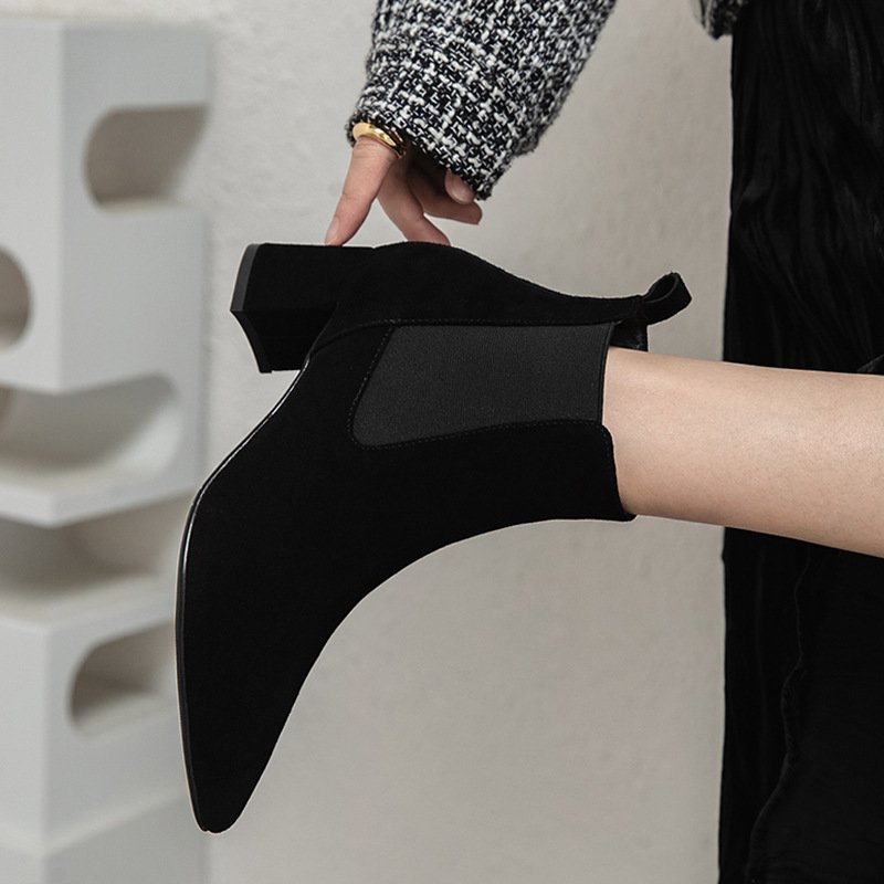 Short Boots Women's Leather Boots Boots Women's Boots Thick Heel Mid-heel Boots - Image 4