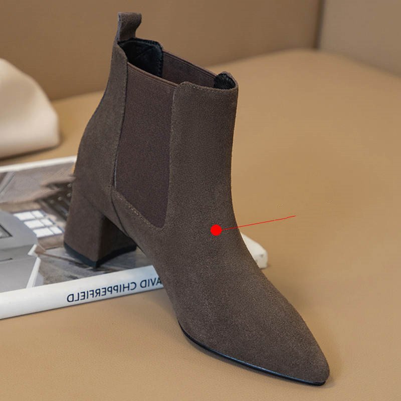 Short Boots Women's Leather Boots Boots Women's Boots Thick Heel Mid-heel Boots - Image 3