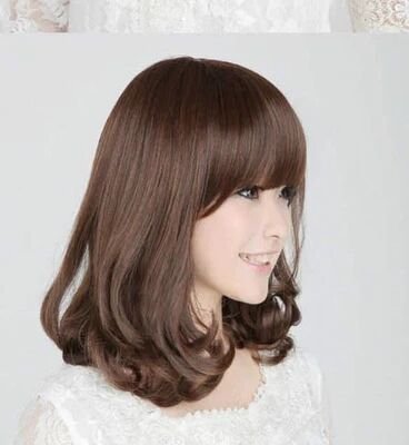 Women's Rinka Haircut Mid-length Straight Hair Long Hair With Bangs Fashion Curly Hair - Image 5