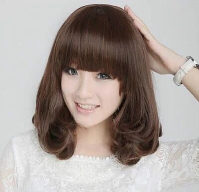 Women's Rinka Haircut Mid-length Straight Hair Long Hair With Bangs Fashion Curly Hair - Image 7