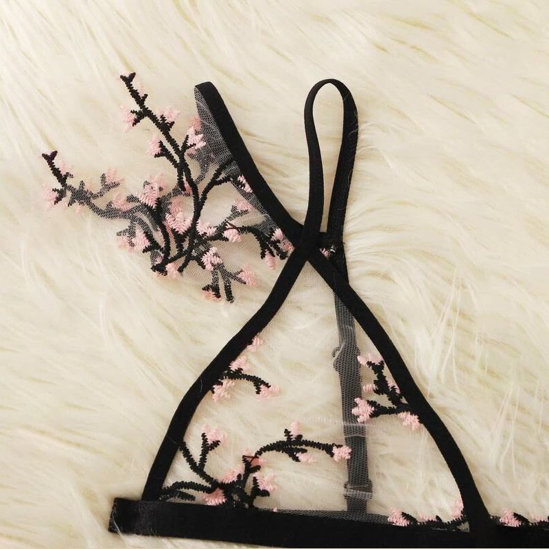 Three-point embroidered perspective bra - Image 3