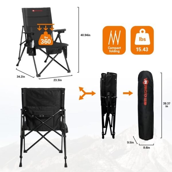 Antarctica Gear Heated Camping Chair With 12V 16000mAh Battery Pack, Heated Portable Chair, Perfect For Camping, Outdoor Sports, Hunting, And Beach Party, With 5 Pockets - Image 2