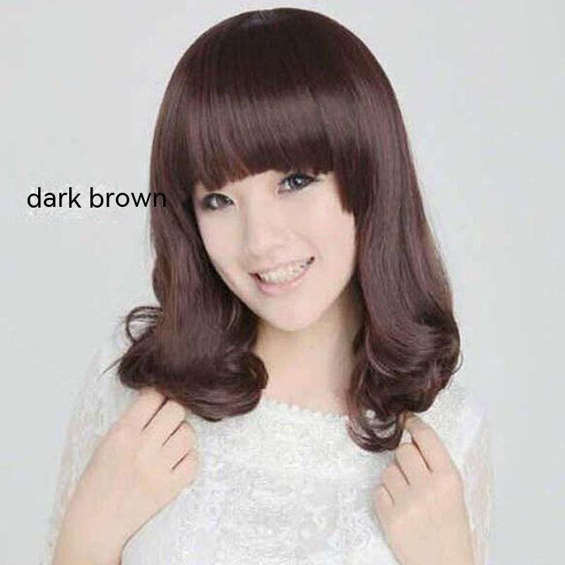 Women's Rinka Haircut Mid-length Straight Hair Long Hair With Bangs Fashion Curly Hair - Image 8