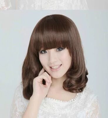 Women's Rinka Haircut Mid-length Straight Hair Long Hair With Bangs Fashion Curly Hair - Image 3