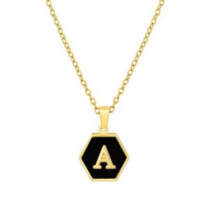 Titanium Steel Hexagonal Letter Pendant Jewelry