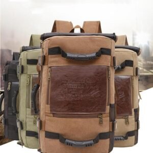 Men Canvas Backpack Huge Travel School Shoulder Computer Backpack Functional Versatile Bags Multifunctional Laptop Bag