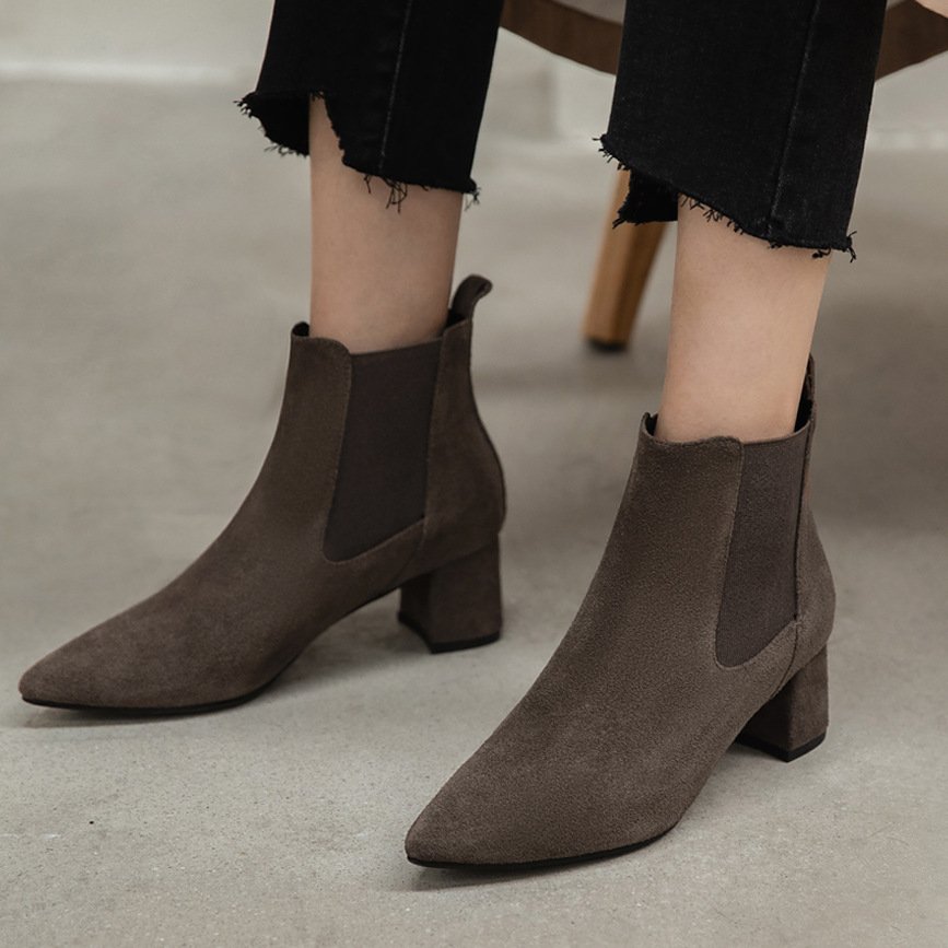 Short Boots Women's Leather Boots Boots Women's Boots Thick Heel Mid-heel Boots - Image 5