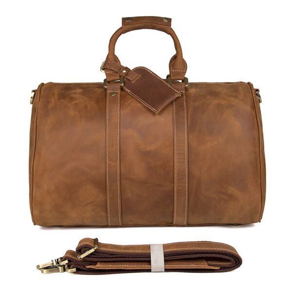 Vintage Distressed Men's Leather Travel Luggage Bag - Image 7