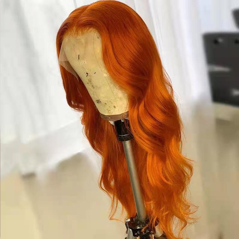 European And American Dark Orange Wig Hair Set Smooth Hair - Image 5