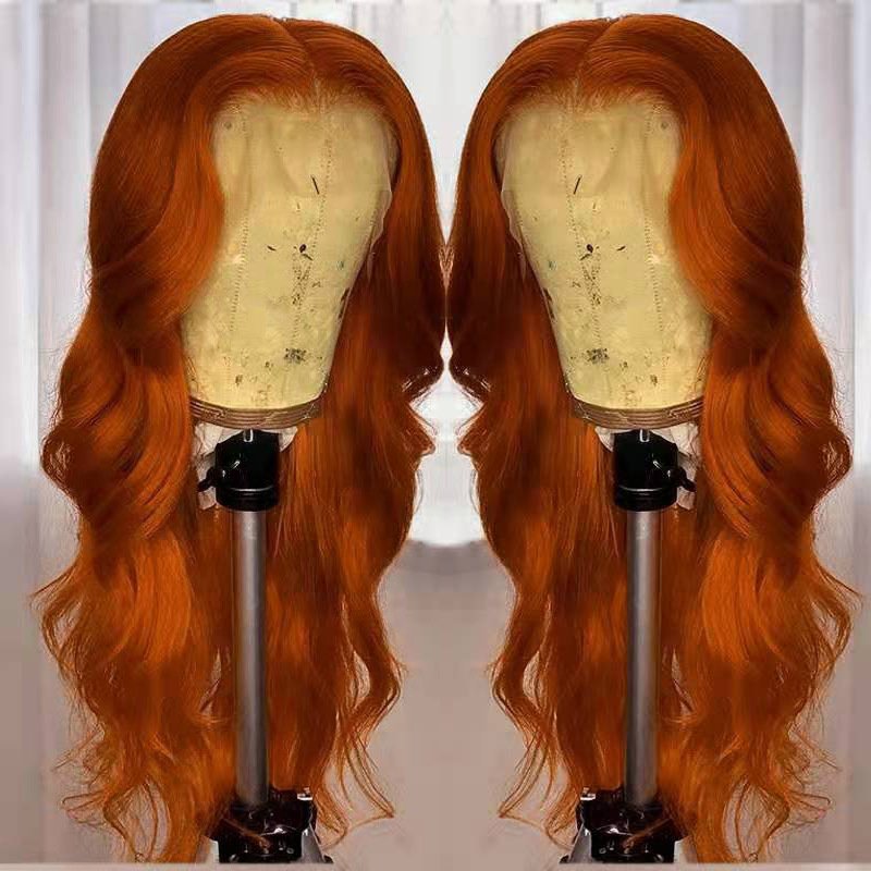 European And American Dark Orange Wig Hair Set Smooth Hair - Image 2