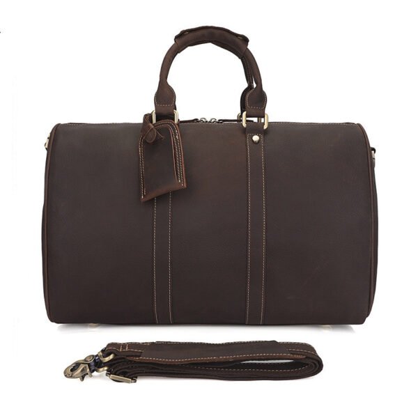 Vintage Distressed Men's Leather Travel Luggage Bag - Image 3