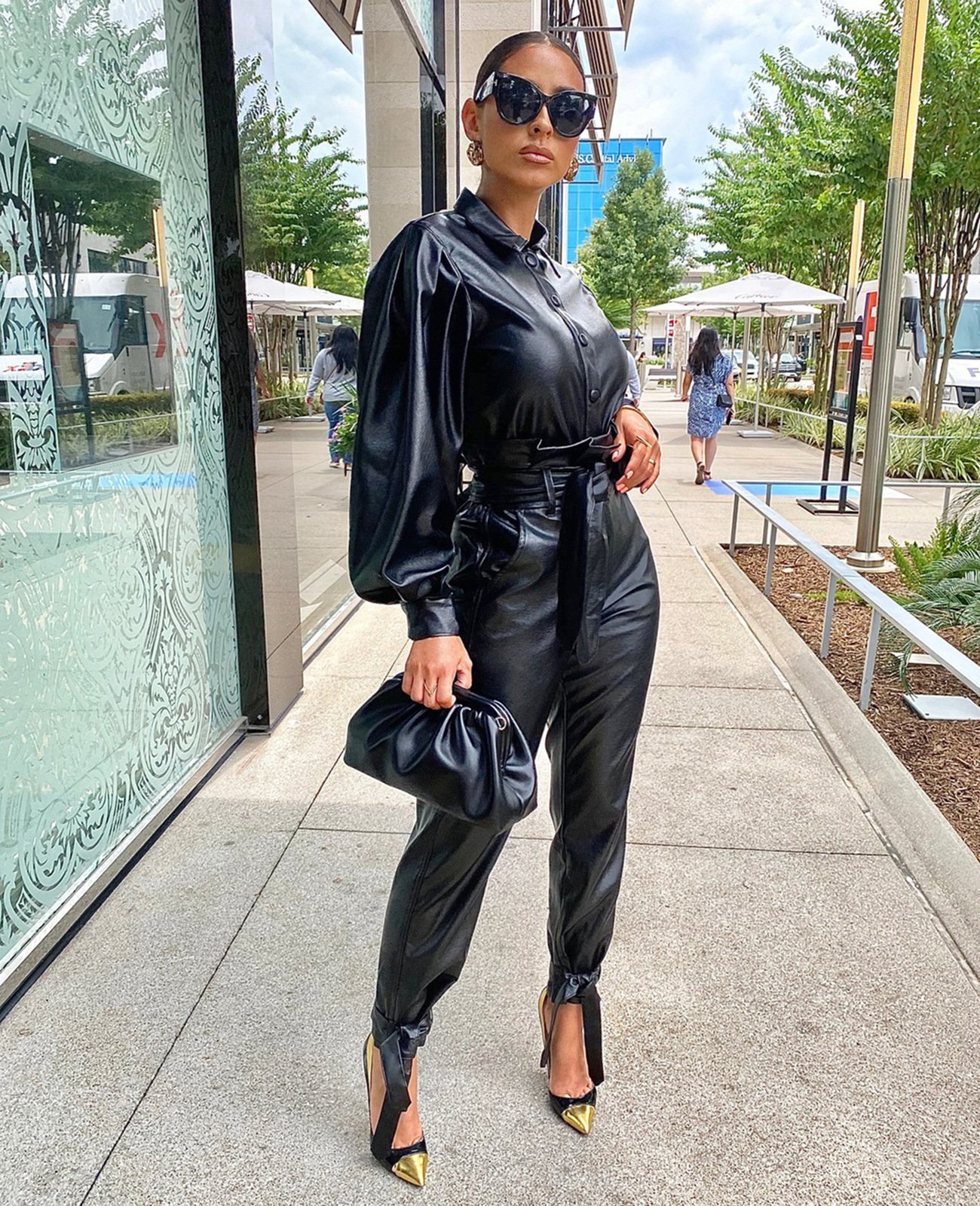 Pu Leather Long-sleeve Suit Two-piece Set - Image 2