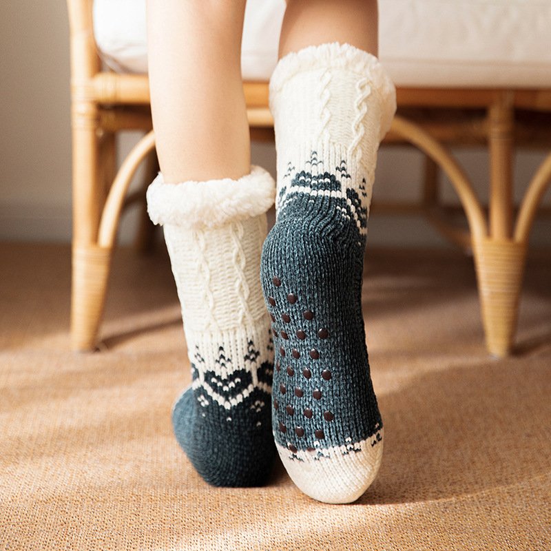 Love Knitted Plush Floor Socks Winter Warm Non-slip Carpet Socks Christmas Home Women - Image 9