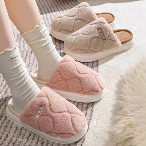 Plush Slippers Winter For Women Indoor Floor Bedroom Home Slipper Warm Solid House Shoes Men Couple - Image 6