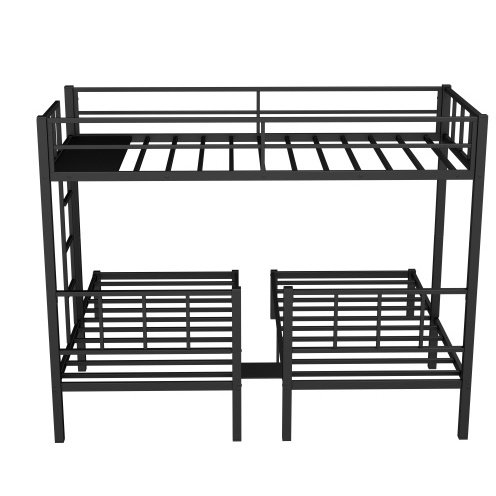 Twin Over Twin Twin Bunk Beds For 3, Twin XL Over Twin Twin Bunk Bed Metal Triple Bunk Bed, Black - Image 8