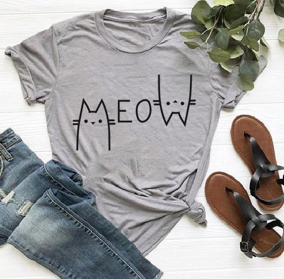Cat personality English letters men and women European and American street explosions T-shirt - Image 3