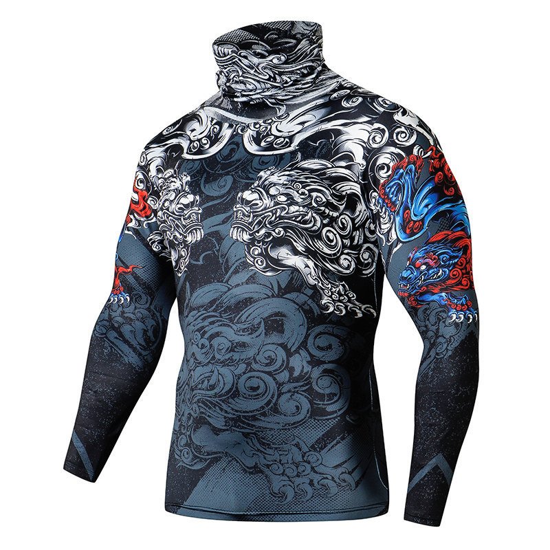 Men Casual 3D T Shirt Fitness Compression Shirts With Mask - Image 5