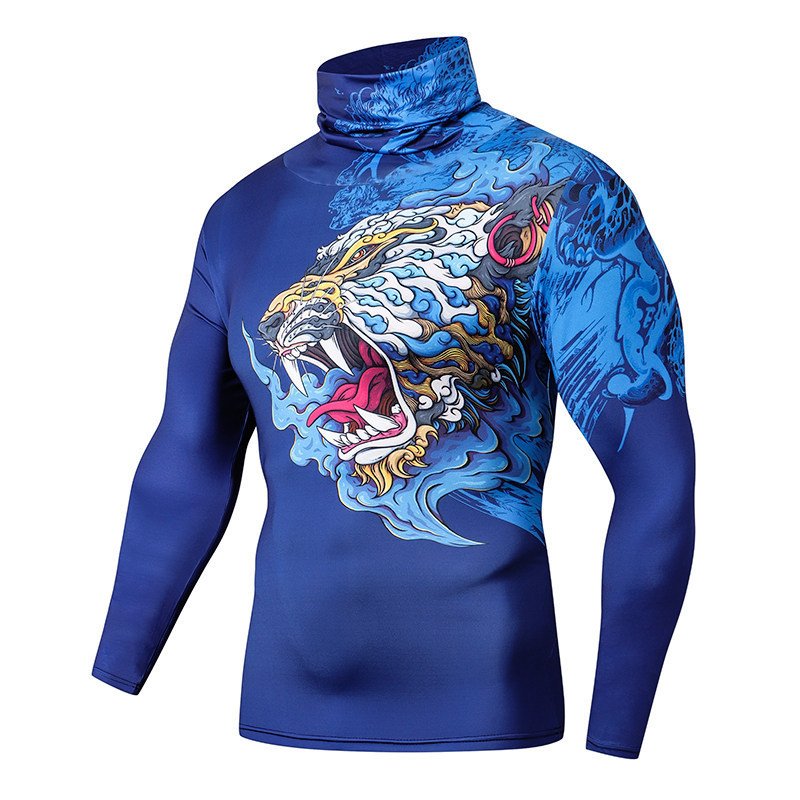 Men Casual 3D T Shirt Fitness Compression Shirts With Mask - Image 8