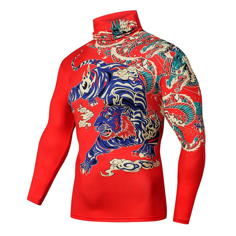 Men Casual 3D T Shirt Fitness Compression Shirts With Mask - Image 7