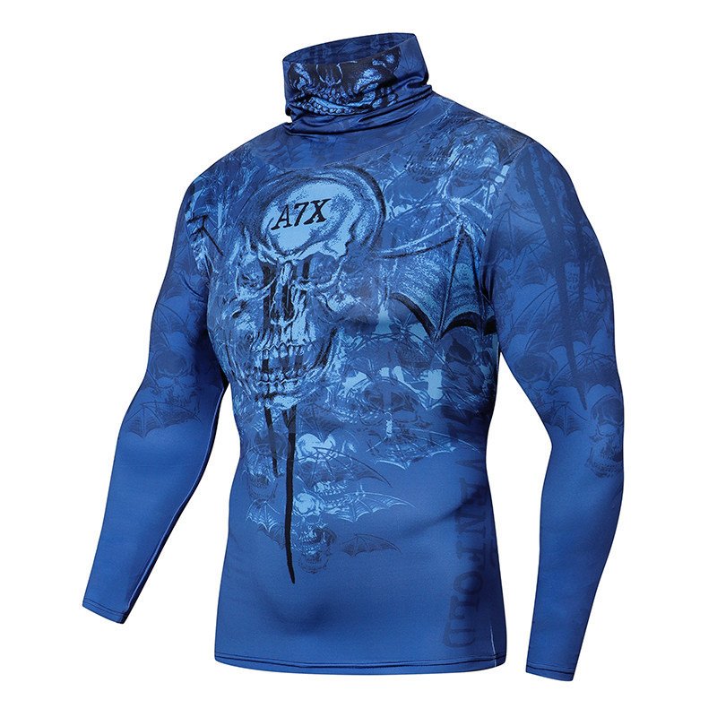 Men Casual 3D T Shirt Fitness Compression Shirts With Mask - Image 4