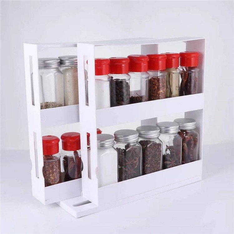 Kitchen Spice Organizer Rack Double Rotating Storage - Image 3