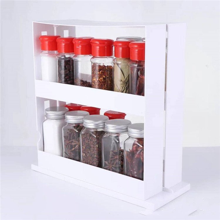 Kitchen Spice Organizer Rack Double Rotating Storage - Image 2