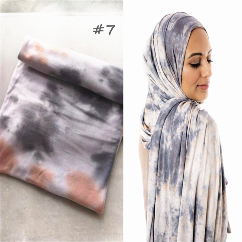 Cotton Modal Tie-dye Cotton Jersey Shawl Scarf Hijab - Image 6