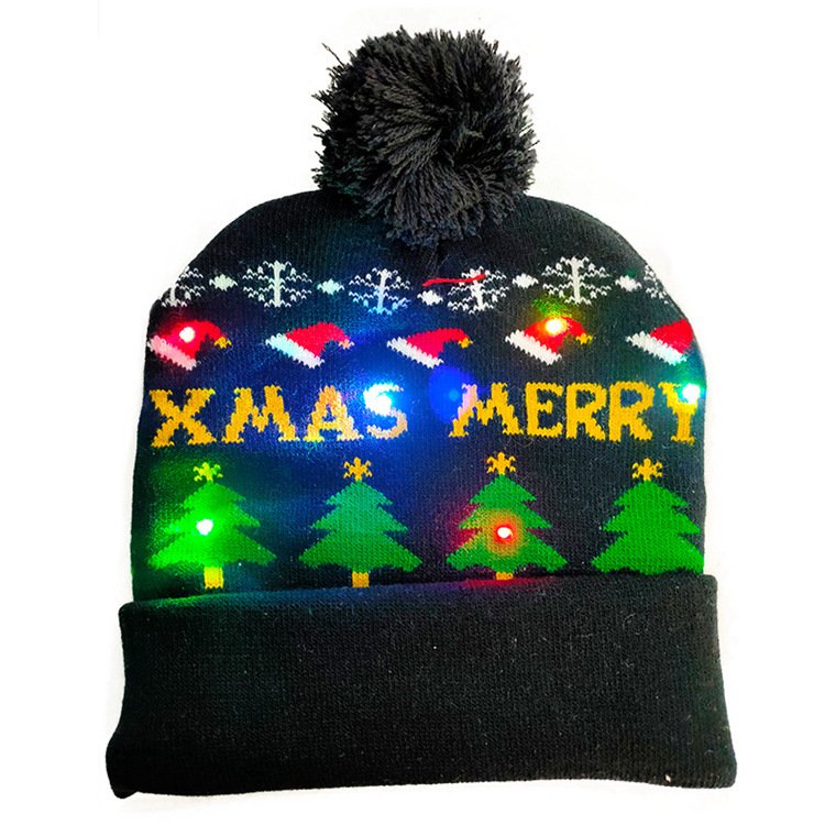LED Christmas Hat Sweater Knitted Beanie Christmas Light Up Knitted Hat Christmas Gift Kids Xmas New Year Decorations - Image 3
