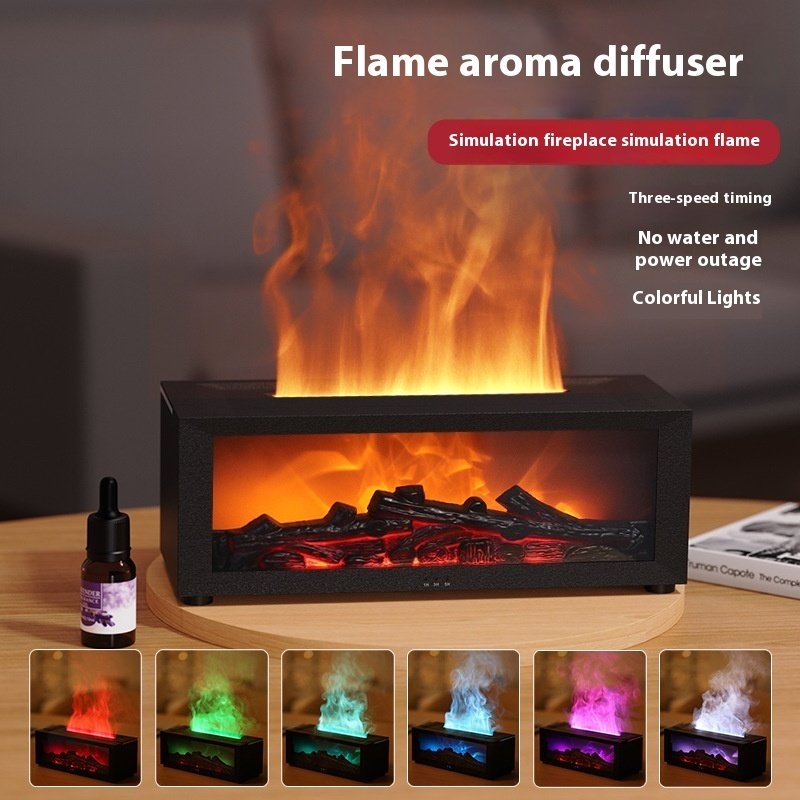 New Flame Aromatherapy Machine Colorful Essential Oil Diffuser Home Large Fog Volume Flame Humidifier 3D Flame Fireplace Machine - Image 9