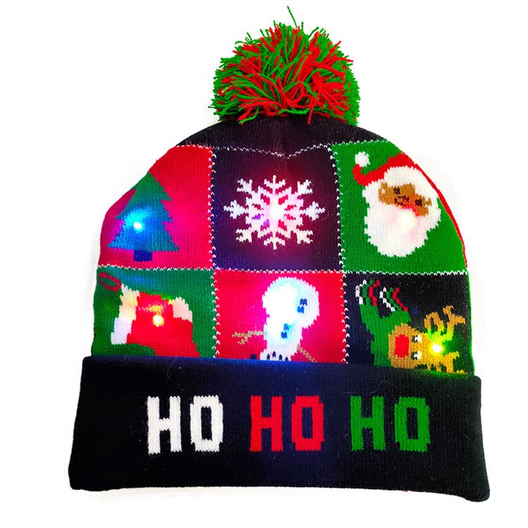 LED Christmas Hat Sweater Knitted Beanie Christmas Light Up Knitted Hat Christmas Gift Kids Xmas New Year Decorations - Image 10