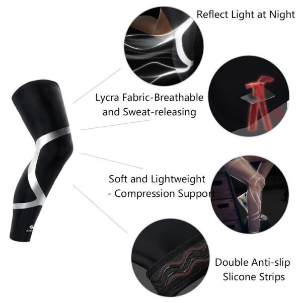 Kuangmi 2 Pcs Leg Compression Sleeve Basketball Support Sports Knee Protector Socks Pads Shin Guard Football Leg Warmers Cycling - Image 5