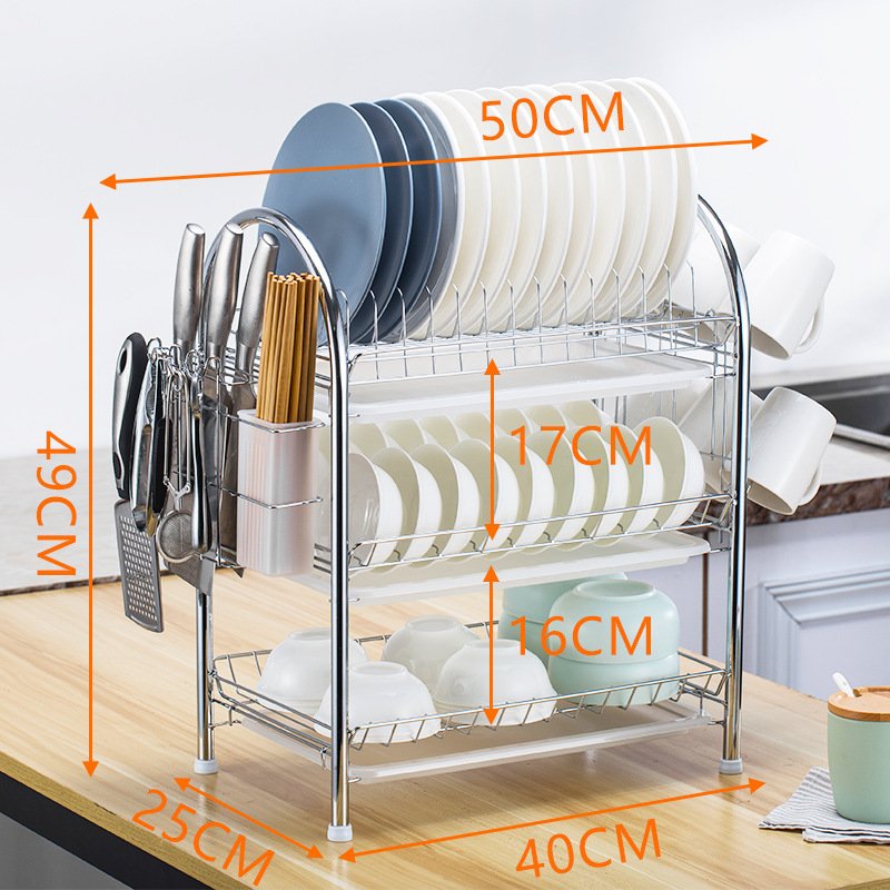 Multi-layer Floor Draining Bowl Rack Kitchen Shelf Countertop Dish Storage Knife And Fork Cabinet Dish Rack Storage Product - Image 7