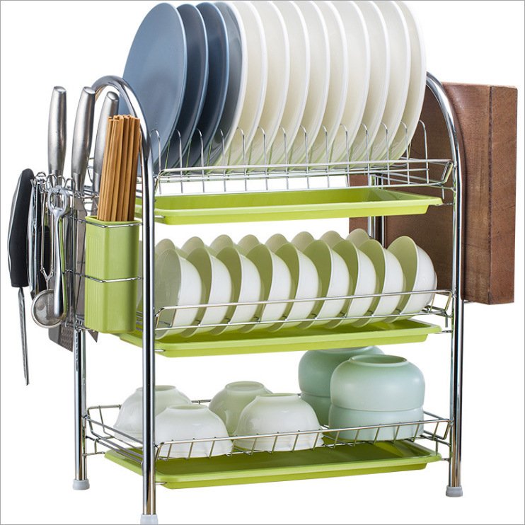 Multi-layer Floor Draining Bowl Rack Kitchen Shelf Countertop Dish Storage Knife And Fork Cabinet Dish Rack Storage Product - Image 2