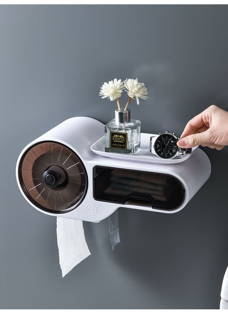 Plastic Bathroom Round Wall-mounted Tissue Box - Image 4