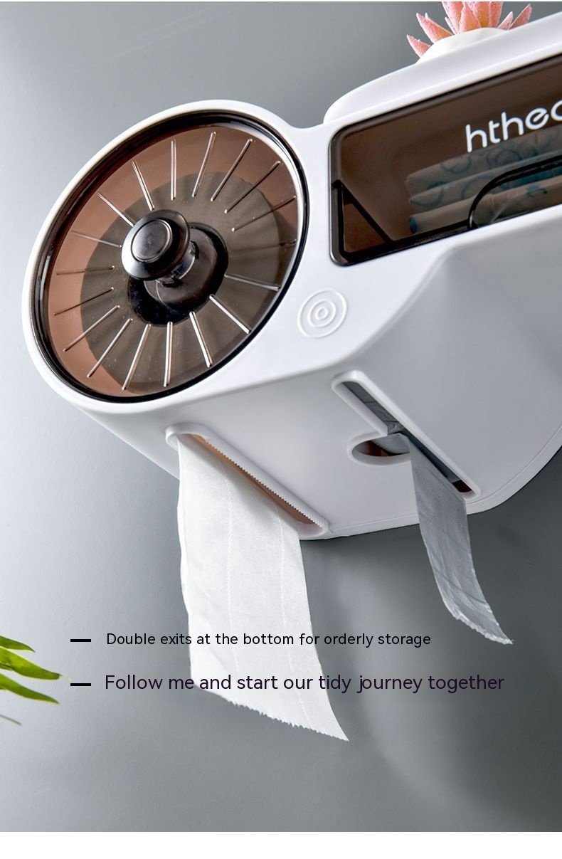 Plastic Bathroom Round Wall-mounted Tissue Box - Image 5