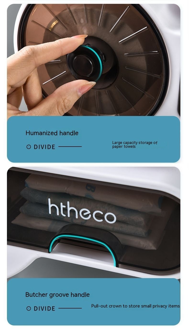 Plastic Bathroom Round Wall-mounted Tissue Box - Image 3