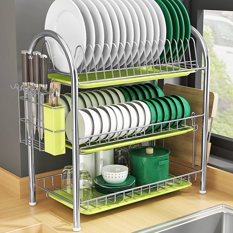 Multi-layer Floor Draining Bowl Rack Kitchen Shelf Countertop Dish Storage Knife And Fork Cabinet Dish Rack Storage Product - Image 10