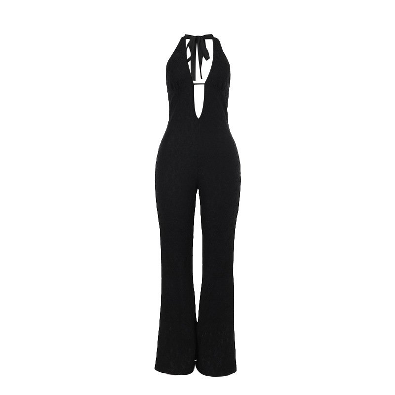 Women's Slim-fit Lace V-neck Jumpsuit - Image 5
