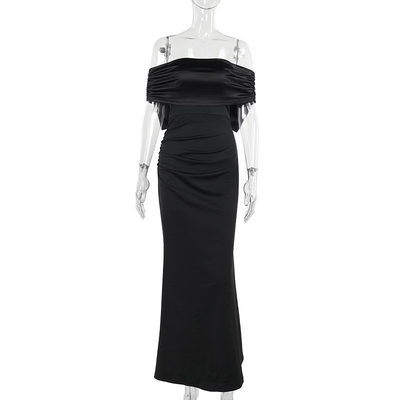 Elegant Slim-fit Bow Off-shoulder Dress For Women - Image 6