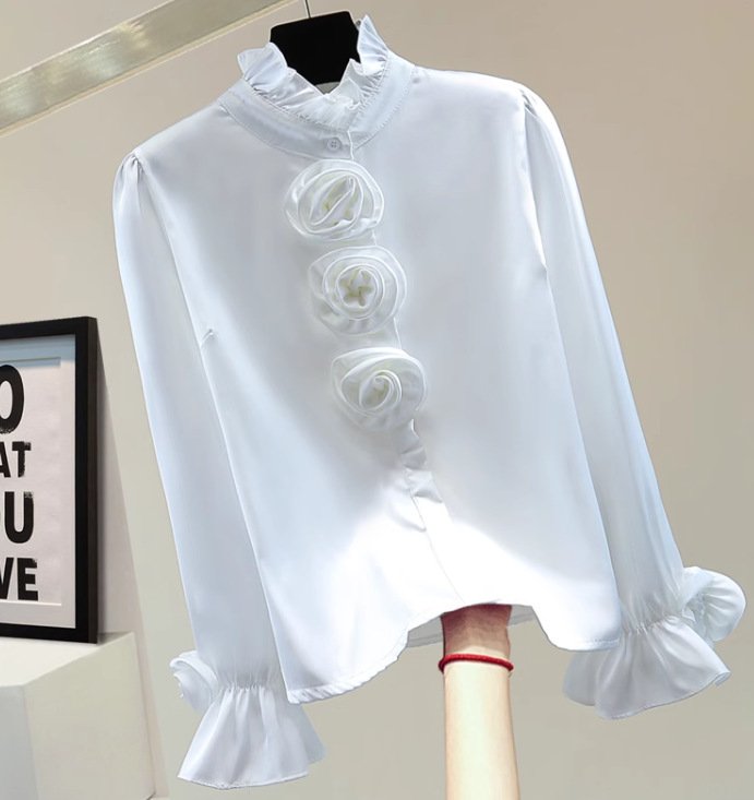 Flower Long Sleeve Casual Shirt Spring New Loose Slimming - Image 8