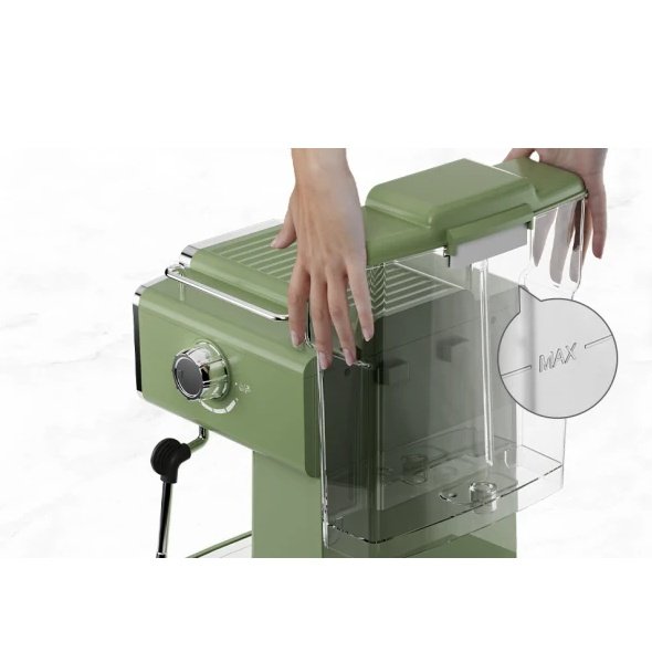 15 Bar Espresso Coffee Machine With Milk Frother Steam Wand, 1350W Professional Coffee Maker, 54 Oz Removable Water Tank Espresso Maker Cappuccino, Latte, Machiato, Green, For Home Barista - Image 2