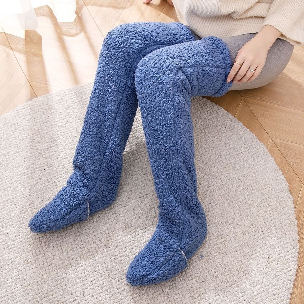 Over Knee High Fuzzy Long Socks Winter Warm Cold Leg Knee Joint Cold-proof Stockings Home Floor Sleeping Socks - Image 10